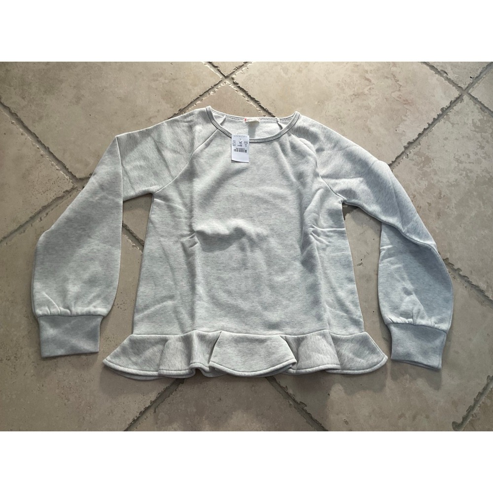 NWT Crewcuts gray sweatshirt ~ ruffle hem - girls size 14 ~ over sized